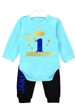 Komplet urodziny Moje 1 Urodziny Brokat Imię r.74