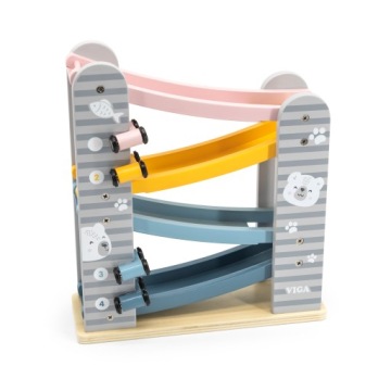 Набор деревянных горок для игрушечных машинок и гоночной трассы на 4 машинки