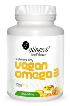 Vegan Omega 3 DHA 250mg Aliness 60 kap DHA z Alg