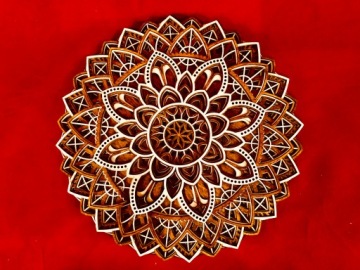 Мандала дерево 8 слоев 3D украшение стены