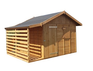 Domek drewniany 3×3 m wraz z drewutnią 1×3 m