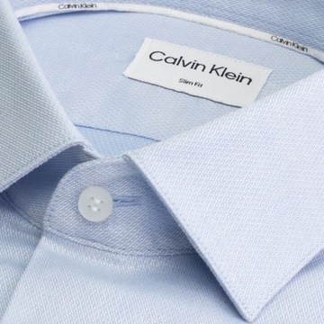 -17% CALVIN KLEIN KOSZULA MĘSKA STRUCTURE SLIM NIEBIESKA 41