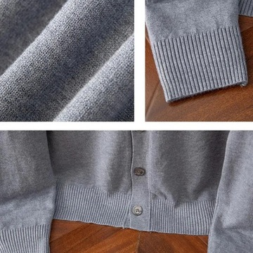 Men's Cashmere Knit Cardigan Middle-Aged V-Neck Fi
