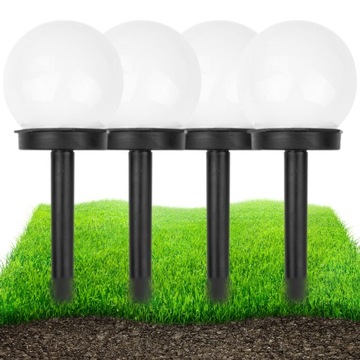 4x LAMPA SOLARNA KULA 10cm LAMPKI SOLARNE DO OGRODU OGRODOWE WBIJANE LED