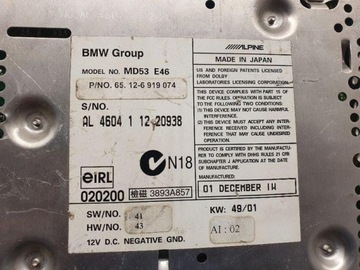 65126919074 RÁDIO Z NAVIGACE 318 CI 105 2002 BMW 3 CABRIO (E46)