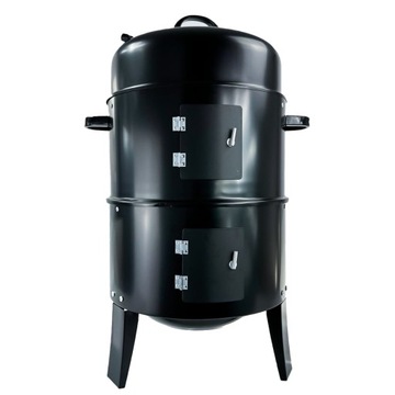 GRILL WĘGLOWY OGRODOWY WĘDZARNIA PALENISKO 3W1 OKRĄGŁY PRZENOŚNY +GRATIS