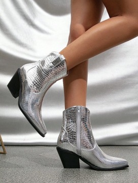 KOZAKI SREBRNE DAMSKIE W ZWIERZĘCY WZÓR 40 1V9A