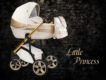 ДЕТСКАЯ коляска для девочек 2в1 Бежевый+золотой WIEJAR MODO LITTLE PRINCESS