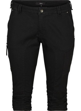 JEANSOWE CZARNE SPODNIE RYBACZKI Z WYSOKIM STANEM PLUS SIZE 111A 44