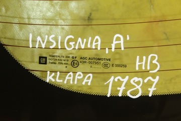 ЗАДНЕЕ ОКНО КАПОТА OPEL INSIGNIA A HATCHBACK HB