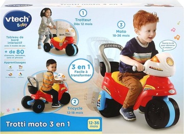 VTech Baby Trotti Moto 3w1 Jeździk Motocykl OUTLET JĘZYK FRANCUSKI