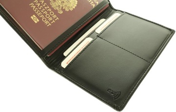 Okładka na paszport Polska skórzana czarna RFID PL