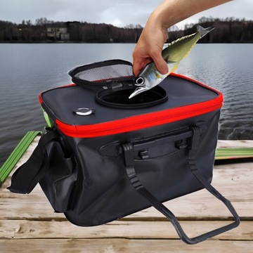 ВЕДРО РЫБАЛОЧНОЕ для живой рыбы, складное с крышкой, сумка-контейнер, 23 литра