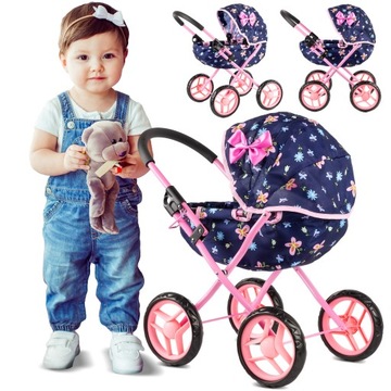 КОЛЯСКА ДЛЯ КУКОЛ KINDERPLAY, ГЛУБОКАЯ ГОНДОЛА, СКЛАДНОЙ КОРПУС, МЯГКИЕ КОЛЕСА