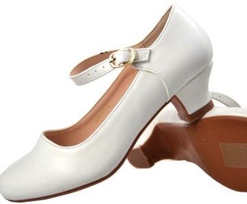 Туфли для причастия, Матовый каблук, БЕЛАЯ КОЖА r29