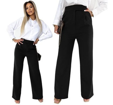 Eleganckie Kobiece SPODNIE Miękkie Szerokie DZWONY 38M