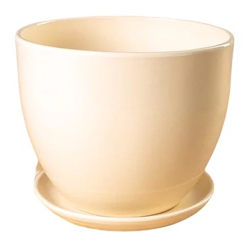 DONICZKA CERAMICZNA KREMOWA POŁYSK ŚREDNICA 18 CM WYSOKOŚĆ 14,5 CM PODSTAWK