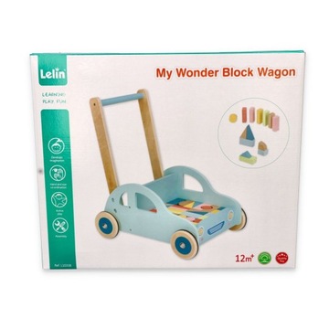 ДЕРЕВЯННАЯ ПЕРЕНОСКА-ТОЛКАЧКА LELIN С БЛОКАМИ