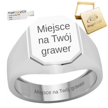 SREBRNY SYGNET GŁADKI Z NACIĘCIAMI PRÓBA 925