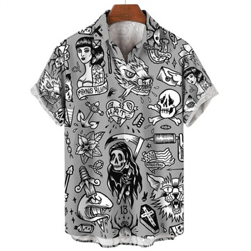 Koszula z krótkim rękawem piracka hawajska r. 3XL