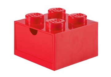 Pudełko z szufladą i 4 wypustkami Lego czerwony Powystawowa