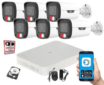 ZESTAW DO MONITORINGU IP UNIVIEW 4Mpx 6 KAMER ZEWNĘTRZNE PoE APLIKACJA