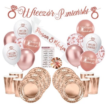 BALONY zestaw WIECZÓR PANIEŃSKI ROSE GOLD tatuaże