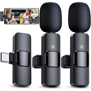 2x mikrofon krawatowy bezprzewodowy USB-C typ C Android iOS do telefonu tab