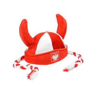 Czapka rogi z warkoczami Biało-Czerwoni