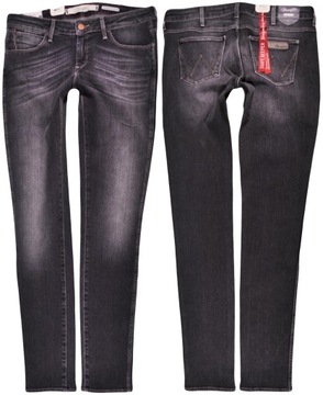 WRANGLER spodnie LOW SKINNY black jeans _ W28 L32