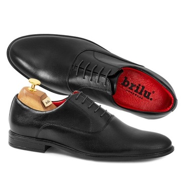 BRILU WIZYTOWE BUTY OKSFORDY SKÓRZANE CZARNE 40