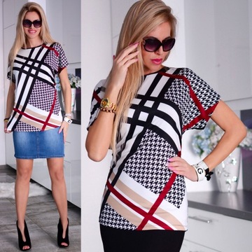 MODNA BLUZKA KOSZULKA OMBRE CIENIOWANA ADDAMS 667