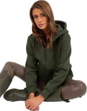 BLUZA rozpinana z KAPTUREM bawełna F89 khaki S/M