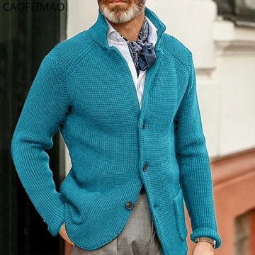 2023 Spring Autumn New Slim Stand Collar Men Knitt