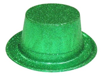 KAPELUSZ CYLINDER BROKATOWY ZIELONY 50-52CM