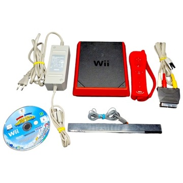 Консоль Nintendo Wii Mini Red, набор аксессуаров, сенсор, игра Mario, кабели