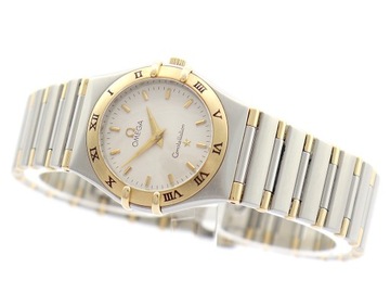 ZEGAREK OMEGA CONSTELLATION MEDIUM LADY 25MM 18K ZŁOTO STAL KWARC 795.1201