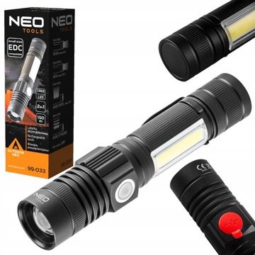 LATARKA AKUMULATOROWA USB 800LM 2W1 NEO-TOOLS