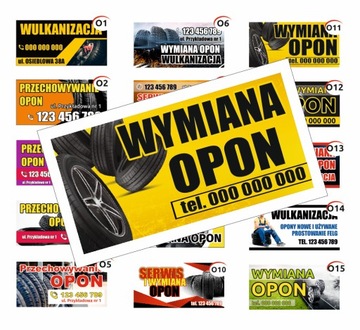 baner WULKANIZACJA WYMIANA OPON RÓŻNE WZORY 1x2m 100x200cm