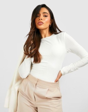 БЛУЗКА ПРИГЛАЖЕННАЯ, ГЛАДКАЯ, ДЛИННЫЙ РУКАВ, ЭЛАСТИЧНАЯ, ЭКРЮ BOOHOO 40