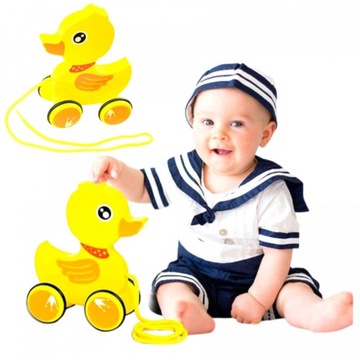 DREWNIANA KACZUSZKA NA SZNURKU DO CIĄGNIĘCIA