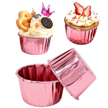 FOREMKI PAPIEROWE KUBECZKI RÓŻOWE 20 szt DO MUFFINEK BABECZEK PAPILOTKI 492