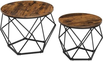 2x Stolik Kawowy Okrągły Rustykalny Industrialny Loft