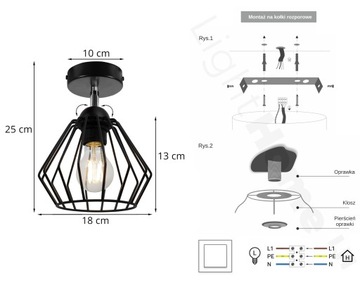 Lampa Sufitowa Loftowa Edison Retro Nowoczesna