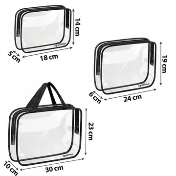 3w1 KOSMETYCZKA PODRÓŻNA ORGANIZER DO SAMOLOTU PRZEZROCZYSTA TRANSPARENTNA
