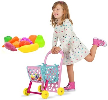 РОЗОВАЯ КОРЗИНА ДЛЯ СУПЕРМАРКЕТА С АКСЕССУАРАМИ БОЛЬШОЙ ПОДАРОК