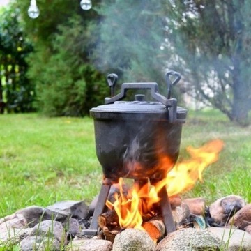 Чугунный охотничий казан, стоячая кастрюля, 8л.