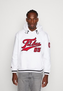 FUBU BLUZA MĘSKA Z KAPTUREM BIAŁA VARSITY HEAVY L