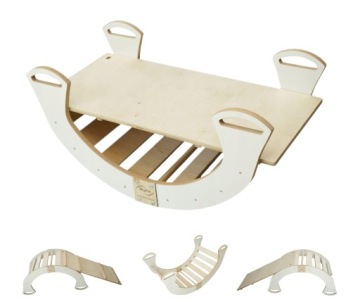 Houpačka bílá balanční deska/platforma Montessori 98 cm/L Mdf 4v1
