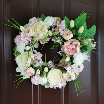Весенний летний венок на дверь, свадебные цветы